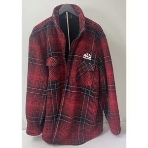 Mac Tools Shirt Jacket Mens L Red Black Plaid Fleece Lined Excellent Workwear